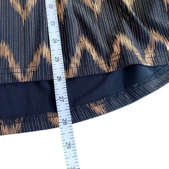 Bob Mackie Wearable Art Black & Gold Metallic Chevron Print Blouse Womens Size L - Picture 7 of 8